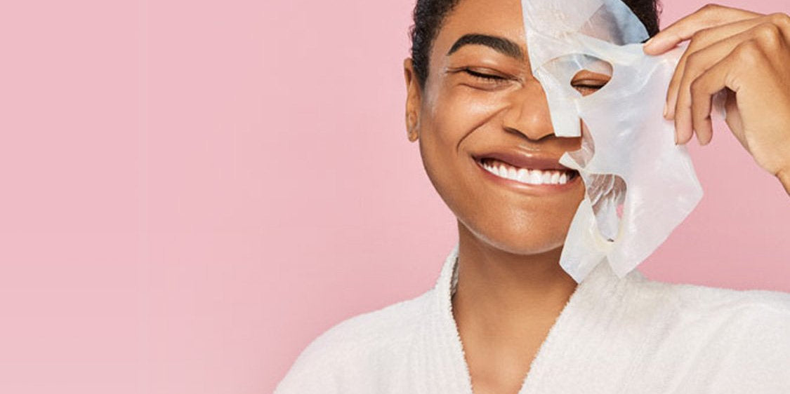 Women peeling off her face mask