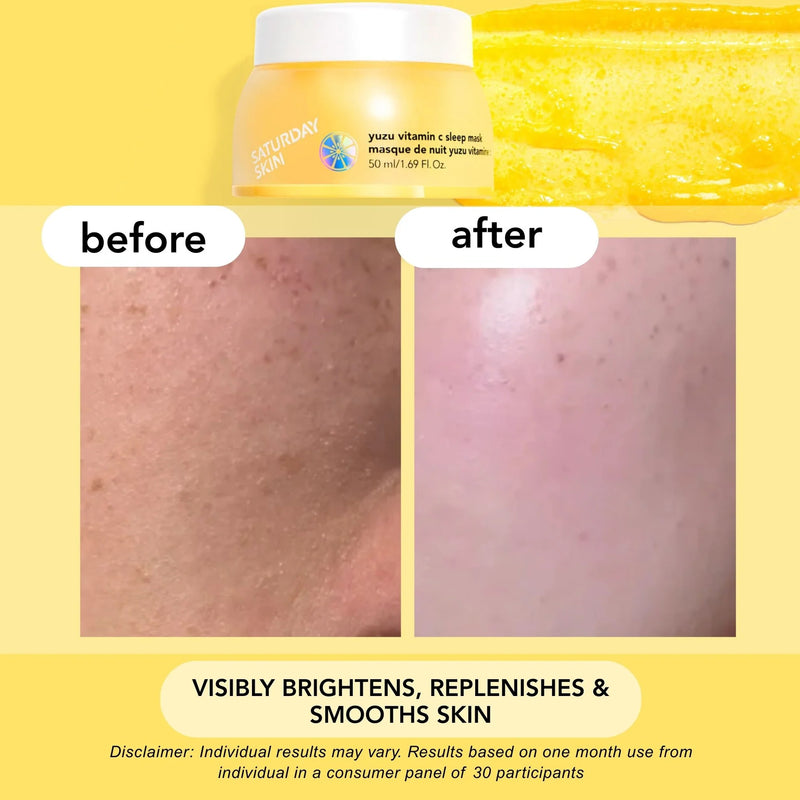 Saturday Skin Yuzu Vitamin C Sleep Mask, Vitamin C Yuzu Mask for Overnight Glow