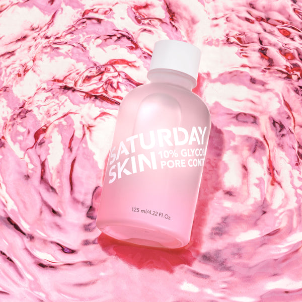 Pore Toner with pink abstract background
