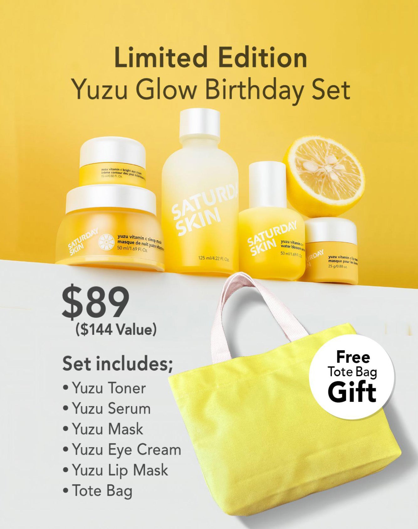 saturday skin yuzu vitamin c lip mask Sleep 100ml and improve dryness so your skin feels hydrated Saturday Skin Yuzu Vitamin C