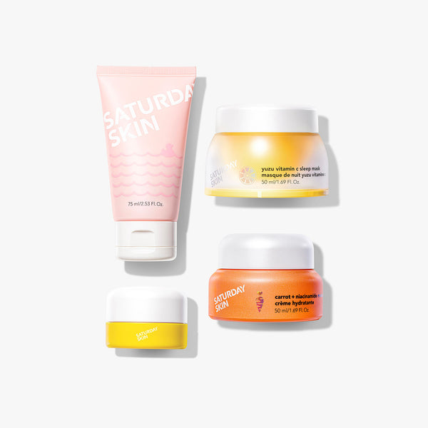 Image of Rub A Dub Peel Gel, Yuzu Vitamin C Sleep Mask, Yuzu Vitamin C Eye Cream, Carrot + NIacinamide Moisture Cream