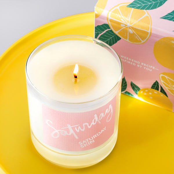 yuzu candle product with fire on